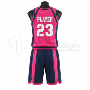 Conjunto de Uniforme de Baloncesto Sublimado Rosa Personalizado, Transpirable, de Secado Rápido, 100% Poliéster, Jersey y Pantalones Cortos Unisex, OEM, ODM, Marca Privada - Product Image 2
