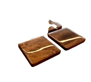 <b>Wood</b> Resin Coasters <b>Wood</b> Square Coasters with Epoxy Resin Edge Olive <b>Wood</b> coaster Factory Supply Top Quality Customize Modern - Product Image 1