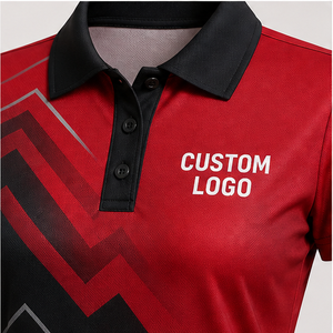 Custom Red Black Chevron Zigzag <b>Womens</b> Polo Shirt Quick Dry Breathable Short Sleeve Performance <b>Golf</b> <b>Club</b> Team Uniform WPS-0884 - Product Image 5
