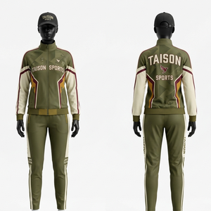 Women badminton track suit 230 GSM high quality polyester knit blue tracksuit with contrast side panels heat transfer custom <b>log</b> - Product Image 6