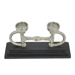 Accesorios para el Hogar, Portavelas Decorativo para Mesa de Salón, Estilo Bocado de Caballo Plateado, Base de Madera, Soporte de Metal para Velas, Gran Venta - Product Image 2