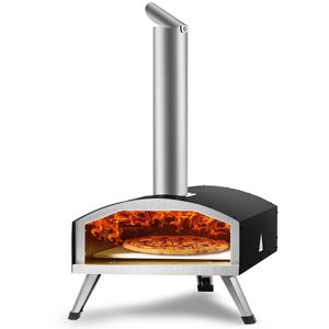 Portatile da 12 pollici all'aperto in acciaio inox Grill forno a Pellet di carbone cottura Pizza pietra copertura impermeabile pala legno campeggio - Product Image 1