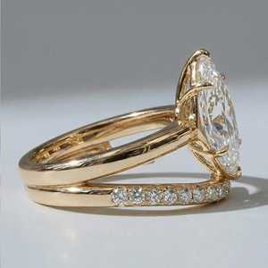 Lab Grown 3.03CT Marquise Cut Diamond Signet <b>Open</b> Band <b>Ring</b> 18K Solid Yellow Gold Fine Engagement Proposal Gift For Lovers Charm - Product Image 4