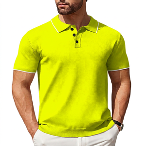 Polo en tricot à manches courtes pour homme, couleur unie, col boutonné, coupe classique, décontracté - Product Image 6