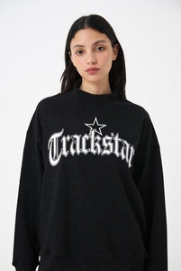 Womens Dusty Rose Oversized Mock Neck Sweatshirt Trackstar Graphic Print Heavyweight Pullover Top - Product Image 5