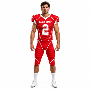 Uniforme de Fútbol Americano Personalizado de Alta Calidad para Hombre, Jersey Rojo y Blanco Sublimado, Ropa de Práctica Transpirable de Poliéster, Talla Adulto - Product Image 2