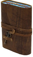 Carnet de notes à couverture rigide en cuir pleine fleur fait main NEW ERA - Journal vintage avec enveloppe pour clés, papier à bords festonnés, 100 feuilles, cadeau