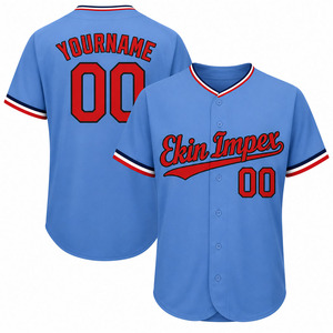 Maillots de baseball personnalisés brodés pour hommes, vente en gros OEM, avec boutons, uniformes de baseball sur mesure - Product Image 1