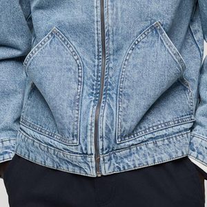 Fashionable Unisex <b>Denim</b> Jacket Vintage Washed Stand Collar Front Hooded Waterproof Long Sleeve Button Casual Streetwear <b>Coats</b> - Product Image 2