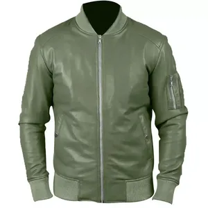 High Quality <b>Men's</b> Genuine Leather <b>Jacket</b> 2026 Canvas Fabric Winter with Front Logo Position <b>for</b> Custom Logo and Bulk Production - Product Image 1