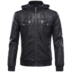 <b>Winter</b> Men's Casual Zipper <b>Leather</b> <b>Jacket</b> Men Long Sleeve <b>Leather</b> Fashion <b>Jacket</b> for Men - Product Image 3