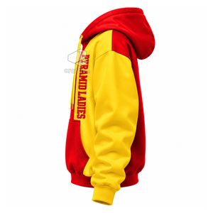 NSPDK Sorority <b>Women's</b> <b>Red</b> Gold Color Block <b>Hoodie</b> Greek Letter Embroidered Drawstring Hood Kangaroo Pocket Pullover Sweatshirt - Product Image 3