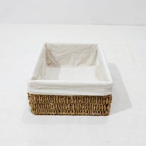 Panier de rangement en jonc de mer avec doublure, organisateur en rotin tressé à la main, plateau rectangulaire multi-usages pour salon et salle de bain - Product Image 5