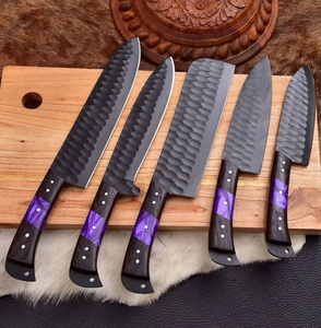 ชุดมีดเชฟเหล็กกล้าคาร์บอนสูงทำมือ 5 ชิ้น LEGACY BLADES เคลือบสีดำ ใบมีดตรง ใช้ได้ทั้งมือซ้ายและขวา คมกริบ ผลิตตามสั่ง ยั่งยืน - Product Image 4