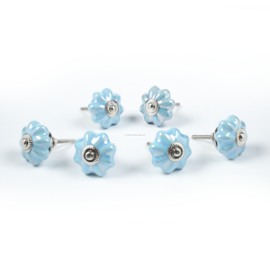 ลูกบิดเซรามิกสีฟ้าสีขาวลูกบิดประตูทำด้วยมือลูกบิดตู้ - Product Image 5