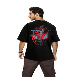 Camisetas informales con logotipo personalizado para hombre, camiseta teñida lisa de manga corta con cuello redondo y relieve de gran tamaño - Product Image 2