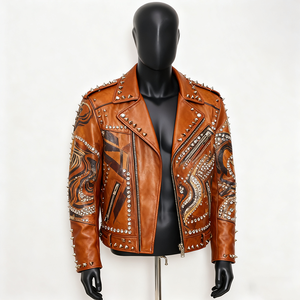Custom Men's Genuine Leather <b>Jacket</b> OEM ODM Biker Motorcycle <b>Jacket</b> Custom Logo Wholesale Private Label Fashion Outerwear - Product Image 1