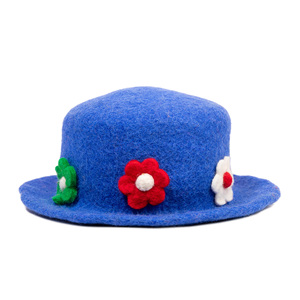 Sombrero de Fieltro Azul para Niños, Gorro con Flores, Gorro Trilby Informal de Invierno para Niña - Product Image 3