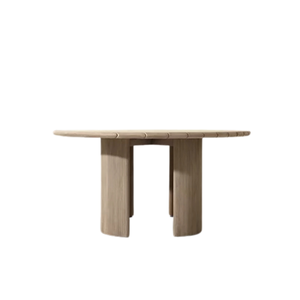 <b>Outdoor</b> Dining <b>Table</b> Solid Teak Modern Oval <b>Table</b> Fluted Pedestal Base Premium <b>Rounded</b> Edge Weather Resistant Luxury Villa - Product Image 5