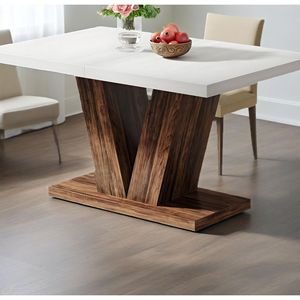 Tavolo da Pranzo in Legno Bianco Stile Fattoria da 47 Pollici con Base Robusta per 4 Persone, Tavolo da Cucina - Product Image 3