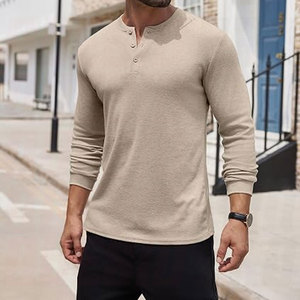 Camisetas Henley para Hombre, Manga Larga, con Botones, Ligeras, Casuales, de Moda, Cuello Redondo, Mezcla de Algodón, Corte Regular, Transpirables - Product Image 4