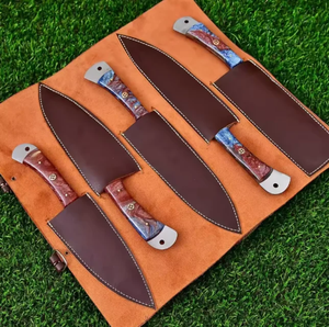 Juego de Cuchillos de Chef de Acero de Damasco de Lujo, 5 Piezas, Afilados, Ambidiestros, con Mango de Resina, Cuchillos Profesionales de Cocina - Product Image 6