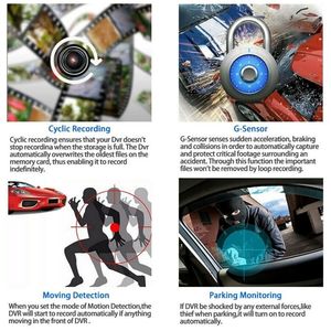 Dual Lens 1080P HD Car DVR 4 \ "Rearview Video Dash Cam Recorder con telecamera per veicolo con sensore G - Product Image 4