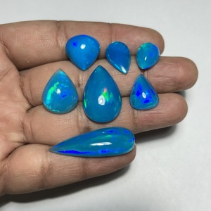 Piedra Preciosa Suelta de Ópalo de Fuego Natural Azul Etíope Welo, Corte Pera, para Anillos Hechos a Mano, Colgantes y Diseño de Joyería - Product Image 2