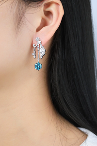 Pendientes de Diamantes Azules con Corte Hexagonal de Platino, con Diamantes Naturales de Color D, Certificados por IGI, Joyería de Lujo para Bodas - Product Image 5