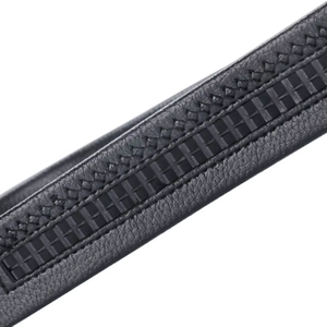 Ceintures en cuir grainé noir pour hommes, durables, à boucle automatique à cliquet simple, pour affaires et décontractées, vente en gros - Product Image 2