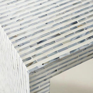 Mesa Auxiliar Cuadrada Contemporánea con Incrustaciones de Conchas Capiz Blancas Rayadas para Sala de Estar, Proveedor Mayorista de Decoración del Hogar - Product Image 2