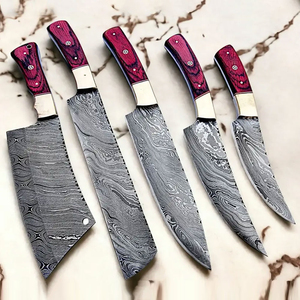 Kitchen Cutting Tools Hand Forged Pattern Steel Blades <b>Sharp</b> Edge Comfortable Damascus Steel Handmade Chef <b>Knife</b> <b>Set</b> Premium - Product Image 6