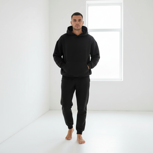 ชุดเซ็ตฮู้ดดี้และกางเกงจ็อกเกอร์ยูนิเซ็กซ์สำหรับฤดูหนาว ล้างสีแบบแอซิดวอช ระบายอากาศได้ดี สไตล์ลำลอง สีพื้น แต่งลูกปัด ไซส์พลัส ใส่ได้สองด้าน เป็นมิตรกับสิ่งแวดล้อม - Product Image 6