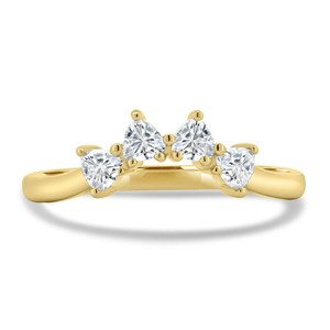 Anillo de banda curva con moissanita talla trillón VS1, oro macizo de 14K, engaste a la vista, hecho a mano, para regalo de compromiso para ella - Product Image 2