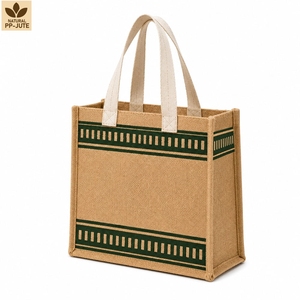 Bolsa de Compras de Yute Natural Laminada en PP con Logotipo Personalizado, 30x30x20cm, Venta al Por Mayor, Fabricante de Marca Privada OEM, Exportador B2B - Product Image 1