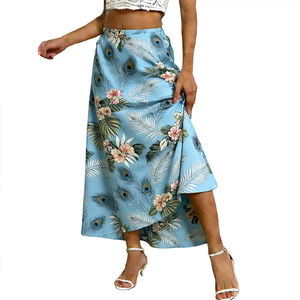 Falda Maxi Tropical Hawaiana para Mujer, Cintura Alta, Estampado Floral, Falda de Playa, Vacaciones de Verano, Estilo Casual y Fluido - Product Image 1