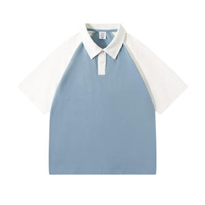 Custom Logo 240Gsm Short Sleeve Drop Shoulder Polo <b>Shirts</b> 100% Cotton <b>Patchwork</b> Fashion Polo T <b>Shirt</b> Unisex - Product Image 1