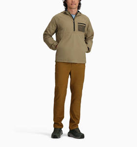 เสื้อแจ็คเก็ตผู้ชายผ้าไนลอนยืดหยุ่นแบบซิปครึ่งตัว แขนเสื้อแบบแร็กแลน มีกระเป๋าแบบจิงโจ้ สำหรับเดินป่า มีกระเป๋าที่อก - Product Image 3