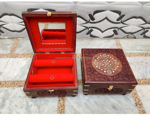 Cajas de Almacenamiento de Madera Duraderas de Estilo Indio Vintage, Forro de Terciopelo Marrón, Cierre de Hebilla, Logotipo Personalizado Grabado, Rectangular, para Joyería - Product Image 2