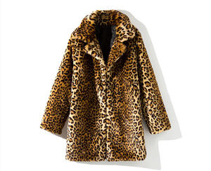 Chaqueta de Mujer OEM, Cárdigan con Estampado de Leopardo, Abrigo de Invierno de Piel Sintética, Chaqueta de Lujo Cálida de Manga Larga, Prenda Exterior de Felpa Artificial - Product Image 1