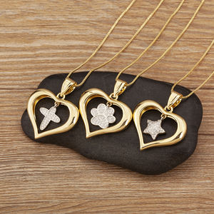 QIKU 금도금 데일리 여행용 펜던트 목걸이 (링크 체인 포함) - 나비/별/십자가/비행기/손바닥/성모 마리아 참 장식 - Product Image 2