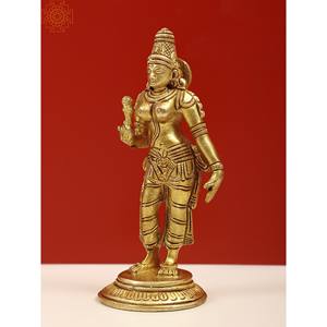 Petite sculpture Devi Parvati en laiton de 5 pouces fabriquée à la main en Inde - Product Image 3
