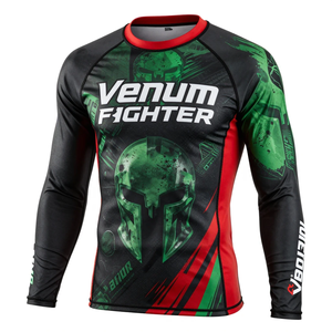 เสื้อบีบอัดผ้าโพลีเอสเตอร์แบบรัชการ์ดมาใหม่เสื้อกีฬา MMA มีโลโก้ออกแบบได้ตามต้องการสำหรับนักสู้ผื่นสินค้ามา100% - Product Image 3