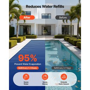 Bâche solaire pour piscine 32 x 16 pieds, 16 mil, double couche d'air à isolation thermique, couverture à bulles pour usage diurne, enrouleurs inclus - Product Image 5