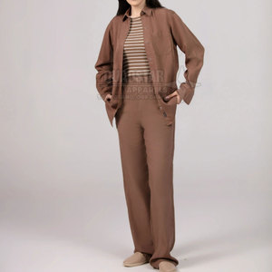 Conjunto Casual de Primavera/Verano para Mujer, Color Sólido, con Logotipo Personalizado, Conjunto de 2 Piezas, Largo, en Oferta - Product Image 4