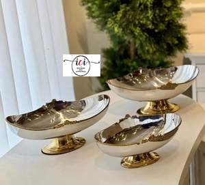 Innovation Craft Disposable Eco-Friendly Wedding Stainless Steel <b>Dinner</b> Service <b>Tray</b> Food Plate Set for Catering with Brass hand - Product Image 5