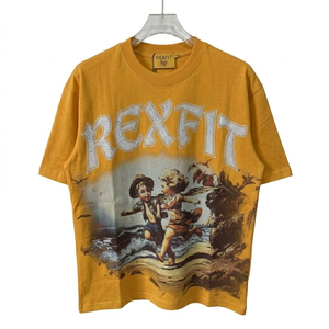 T-shirt décontracté à manches courtes pour homme, coupe régulière, en molleton 100 % coton épais 300 g, imprimé par transfert thermique, grande taille, collection 2026 - Product Image 1