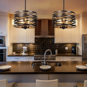Wholesale Modern Spiral Pendant <b>Light</b> Bulk Industrial <b>Wire</b> Drum Chandelier Factory Price Black Metal Basket Hanging Lamp - Product Image 6