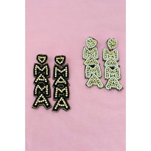 Orecchini pendenti Mama con dettagli in perline, accessorio di moda - Product Image 3