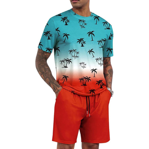 High Quality Men's Casual Two-Piece <b>Set</b> Solid Pattern Short Sleeve T-Shirt and Shorts Plus Size Clothing-Wholesale - Product Image 3